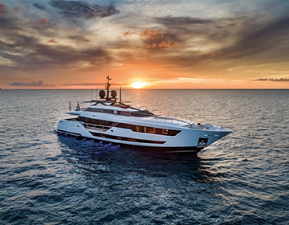 The new Custom Line 120 planing yacht is a masterpiece of nautical art with excellent standards in design, comfort, and performance