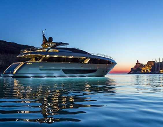 The new Riva flagship, RIva 110&#039; Corsaro, took to the sea for the first time at the La Spezia shipyard
